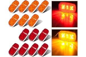 LIMICAR 14PCS Trailer Marker LED, 12 Diodes RV Clearance Lights, Double Bullseye 7 Red 7 Amber Oval Oblong LED Marker Lights, Vehicle Turn-signal Brake Trailer Lights for Trailers, Camper RV