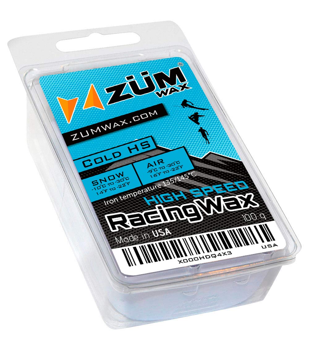 ZUMWax HIGH FLUORO Ski/Snowboard RACING WAX - COLD Temperature - 100 gram - INCREDIBLY FAST in COLD Temperature!!!…