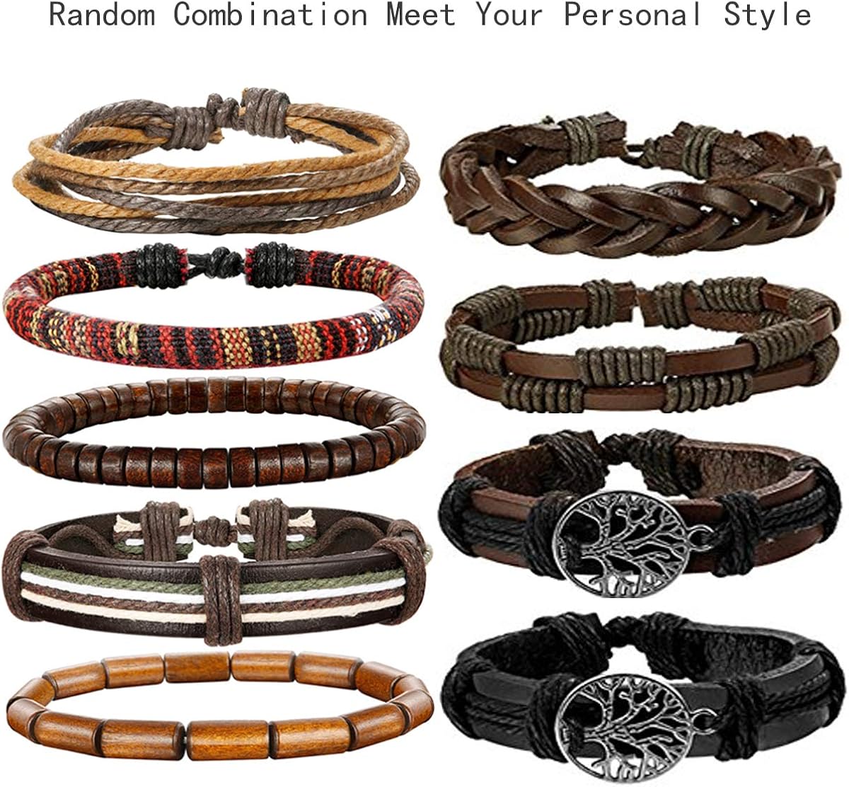 LOLIAS 24 Pcs Woven Leather Bracelet for Men Women Cool Leather Wrist Cuff Bracelets Adjustable: Jewelry