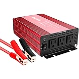 Bapdas 1000W Power Inverter DC 12V to 110V 3 AC Outlets Car Converter for Household Appliances in case Emergency, Hurricane, Storm and Outage-Red