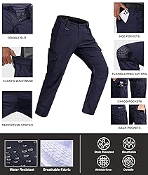 Zoofly Cargo Pants for Men Elastic Waist Ripstop