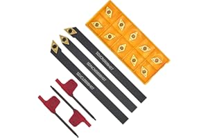 GBJ 5/16" SDJCR + SDJCL+ SDNCN 8mm*100mm Turning Holders + 10PCS DCMT070204/DCMT21.51 55° Carbide Inserts Lathe Turning & Pro