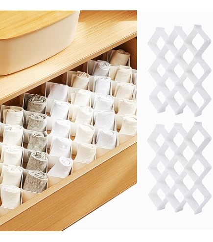 8 Divisores De Cajón Ajustables En Forma De Panal: Organizador Para Ropa Interior, Calcetines, Joyas, Corbata Y Maquillaje (Blanco)