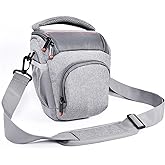 FOSOTO Compact DSLR Camera Bag Shoulder Crossbody Case Compatible for Canon EOS Rebel T6 T7 T8i T100 SL3 XTi 4000D 2000D Nikon D5600 D3400 D3500 Pentax K-70 Olympus E-M10 with Waterproof Rain Cover