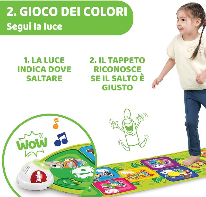 Tappeto Musicale Jump&Fit, Gioco Elettronico per Bambini con Luci e Suoni, Gioco Della Campana