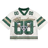 RoseSeek Men's Y2K Mesh Jersey Shirts V Neck Half Sleeve Number Graphic Tees Color Block Sport T Shirt