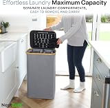 Nest Zest 100L Double Laundry Basket with Lid 2 Compartments Grey view 2
