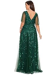 Ever-Pretty Womens Plus Size V-Neck Sequin