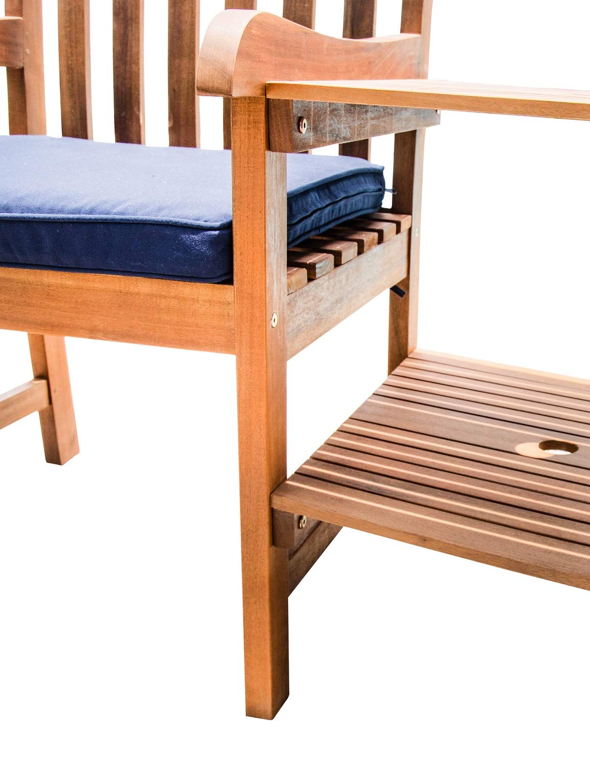 teak bistro set on Patio Furniture Accessories 2 In 1 Jack And Jill Chairs Bistro Set Living Essentials Outdoor Furniture Patio Tete A Tete Garden Bench With Umbrella Hole Water Resistant Cushions In Navy Blue