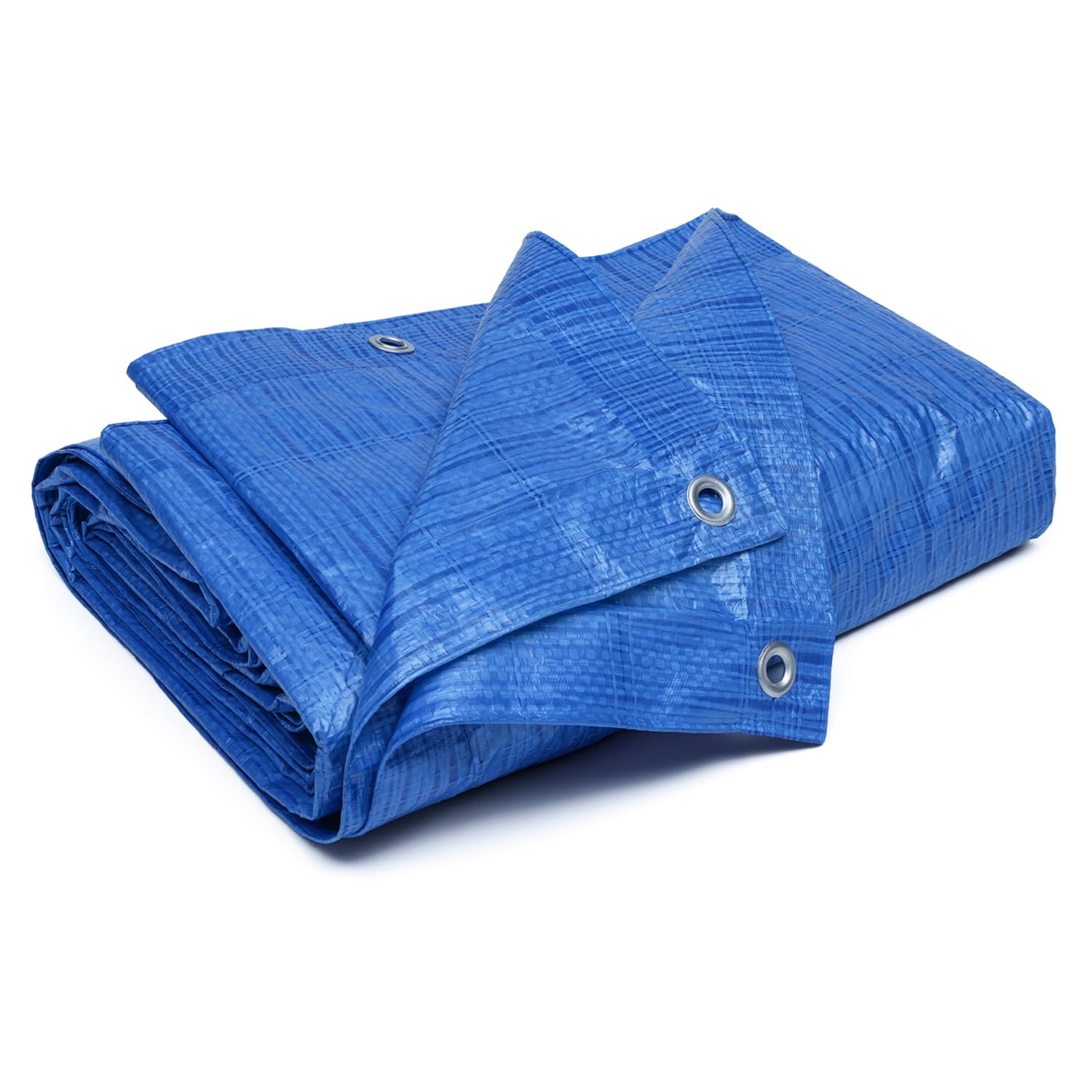 Besto Blue Tarpaulin Sheet Trampoline Cover | 70 GSM PE Plastic Lightweight Tarp | Large Waterproof Tarpaulin with Eyelets for Ground, Camping, Furniture Shed (2.75m x 3.6m)