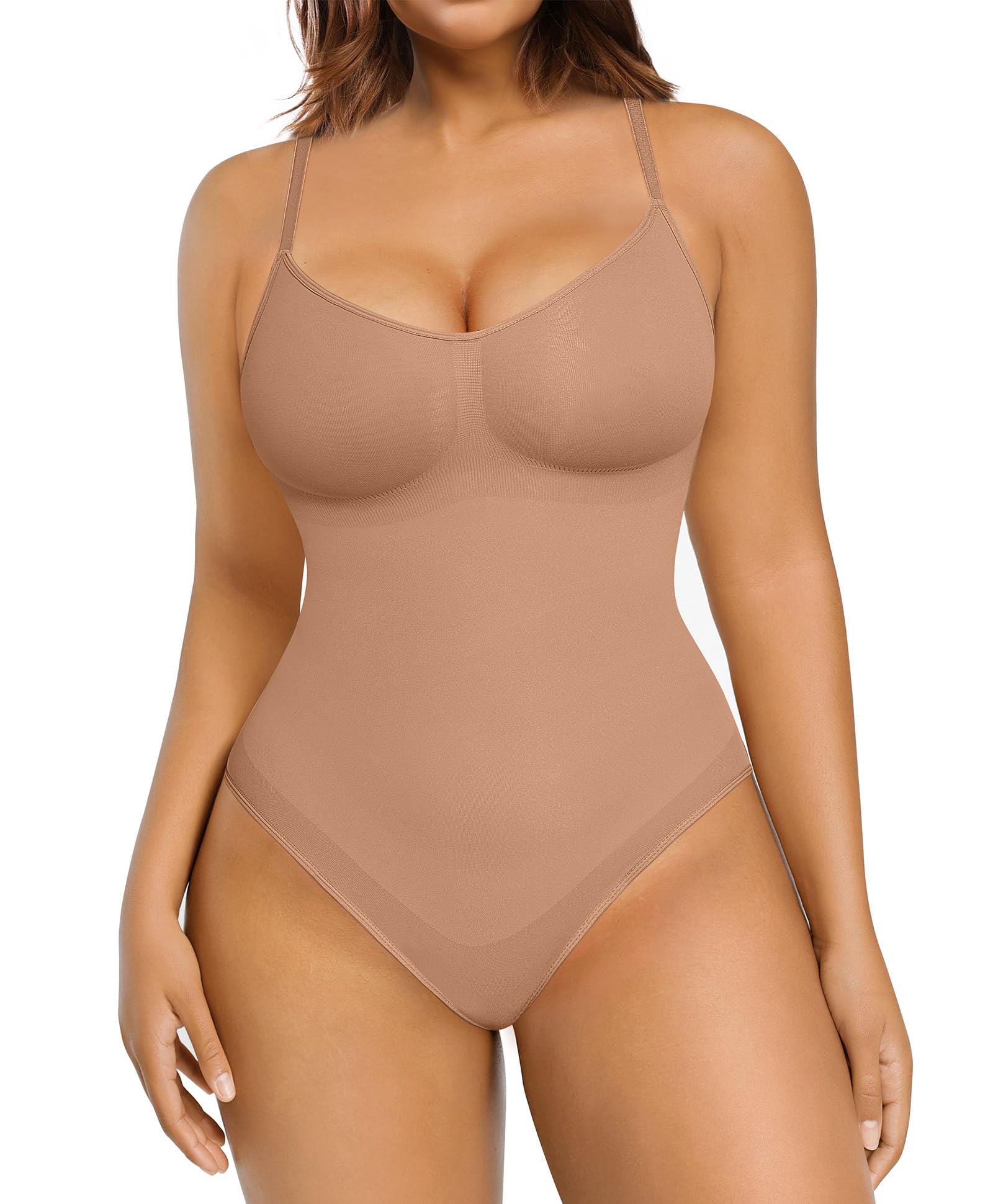 Photo 1 of (FAIR) FeelinGirl Body Shaper for Women Tummy Control Bodysuit Shapewear Seamless Butt Lifter Brown XL/XXL