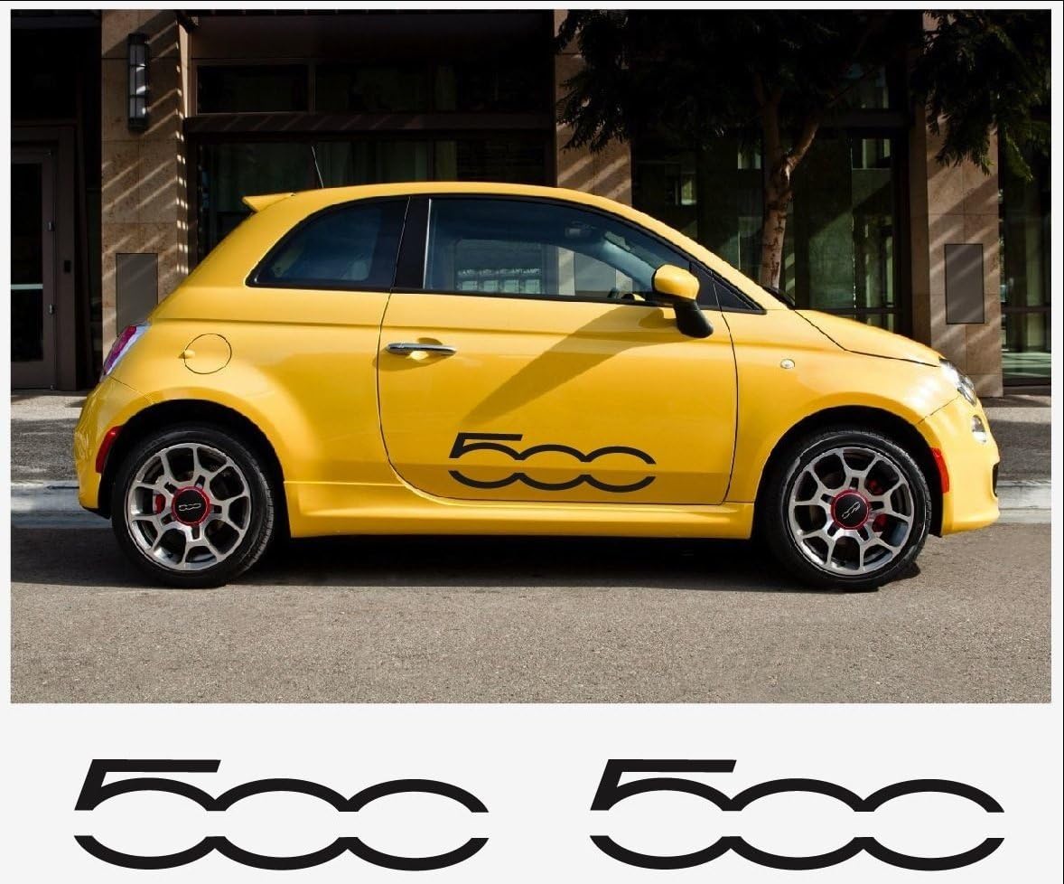 Amazon.com: Fiat 500 Side Decal Decal - 2 pcs in Set 80cm (Black): Automotive