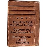 Fundykee Engraved Pocket Wallet To My Son Dad Husband, Personalized Gift Slim Cards Case Money Clips (Custom-Chocolate)