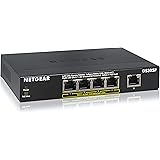NETGEAR 5-Port Gigabit Ethernet Unmanaged PoE Switch (GS305P) - with 4 x PoE @ 55W, Desktop, Sturdy Metal Fanless Housing