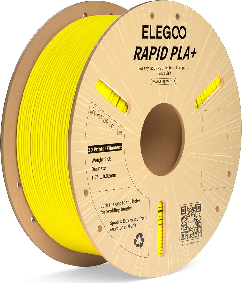 ELEGOO Rapid PLA Plus Filament 1.75mm Yellow 1KG High Speed 600mm/s