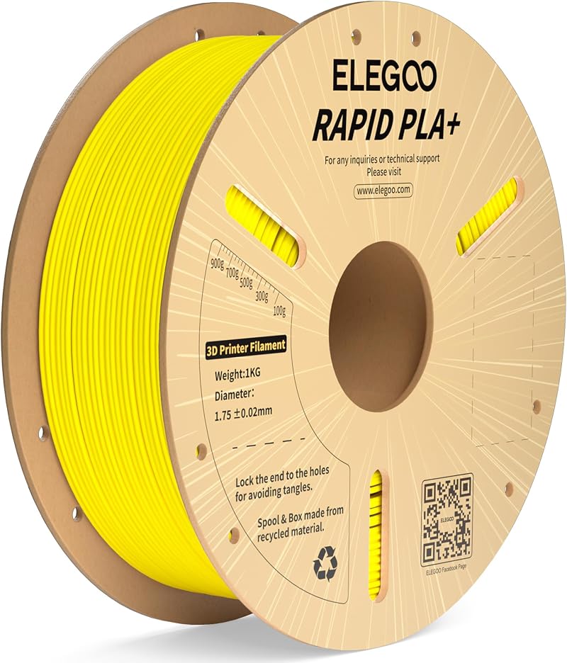 ELEGOO Rapid PLA Plus Filament 1.75mm Yellow 1KG High Speed 600mm/s