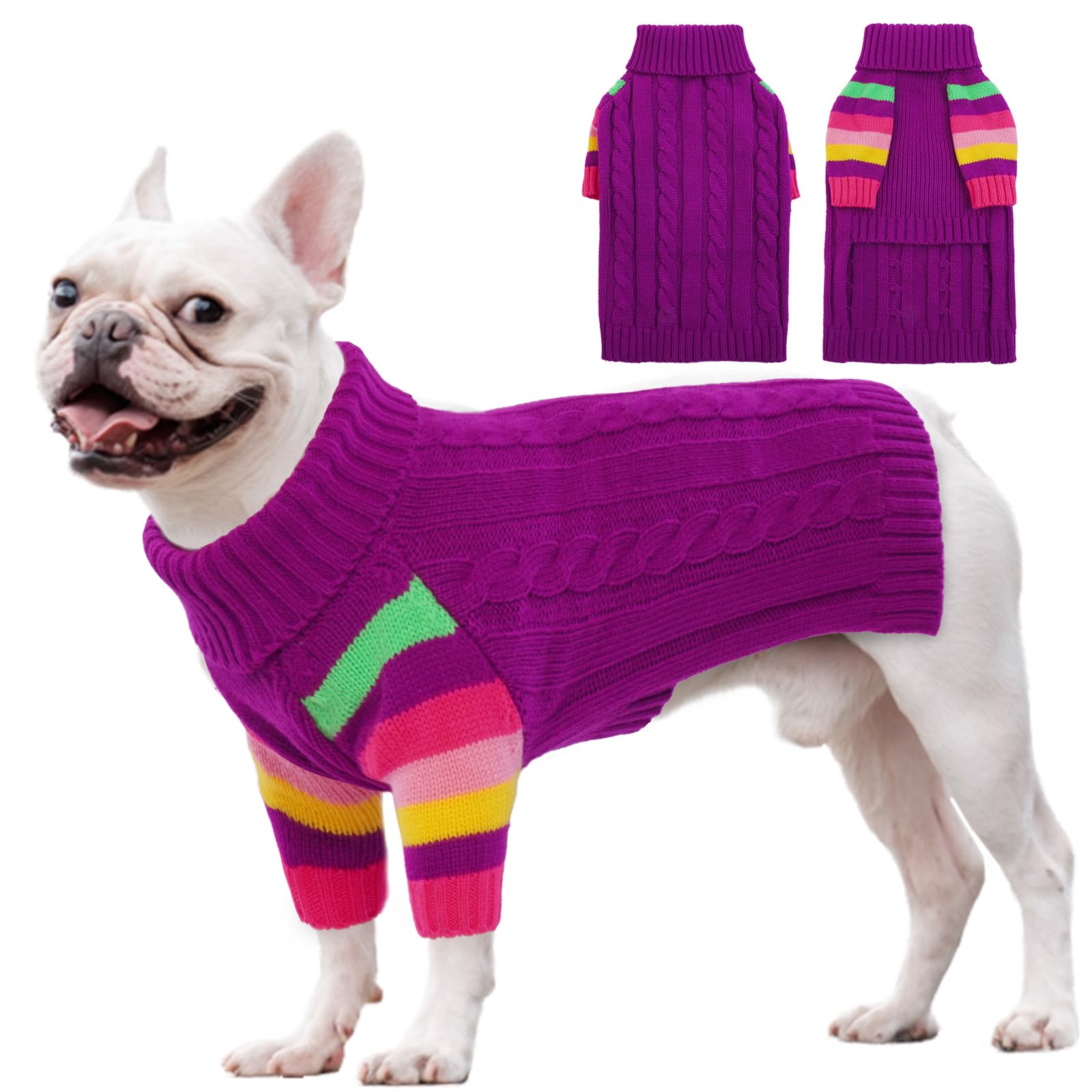 OUOBOB Dog Jumper, Medium Dog Jumpers for Dogs Girls Boys, Turtleneck Pullover Winter Dog Vest, Christmas Dog Outfits, Pet Sweatshirt Apparel Knitwear, Frenchie, Beagle, Boston Terrier M — image 1