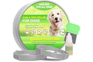 QUIVANTA Flea Collar for Dogs, 8-Month Long-Lasting Protection, Adjustable & Waterproof, Safe Flea Prevention for Medium & Large Dogs, with Comb and Prevention Treatment Drop
