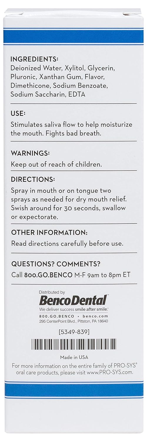 PRO-SYS Dry Mouth Spray, Alcohol-Free, Sugar-Free, Mild Mint, 2 fl. oz. – 1 Bottle: Beauty