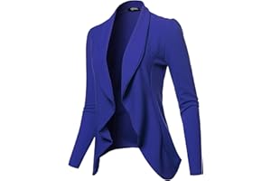 SSOULM Women's Long Sleeve Classic Draped Open Front Lightweight Blazer with Plus Size