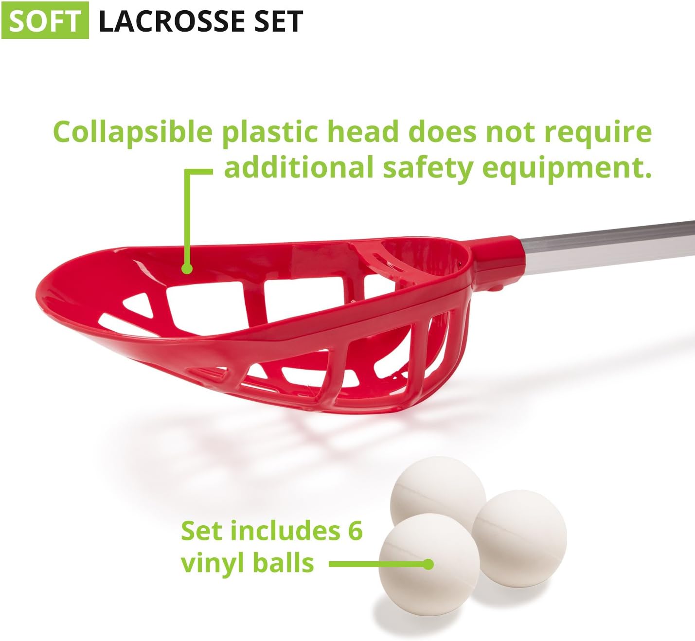Champion Sports Soft Lacrosse Set: Training Equipment for Boys, Girls, Kids, Youth and Amateur Athletes - 12 Aluminum Sticks and 6 Vinyl Balls for Indoor Outdoor Use : Lacrosse Equipment : Sports & Outdoors