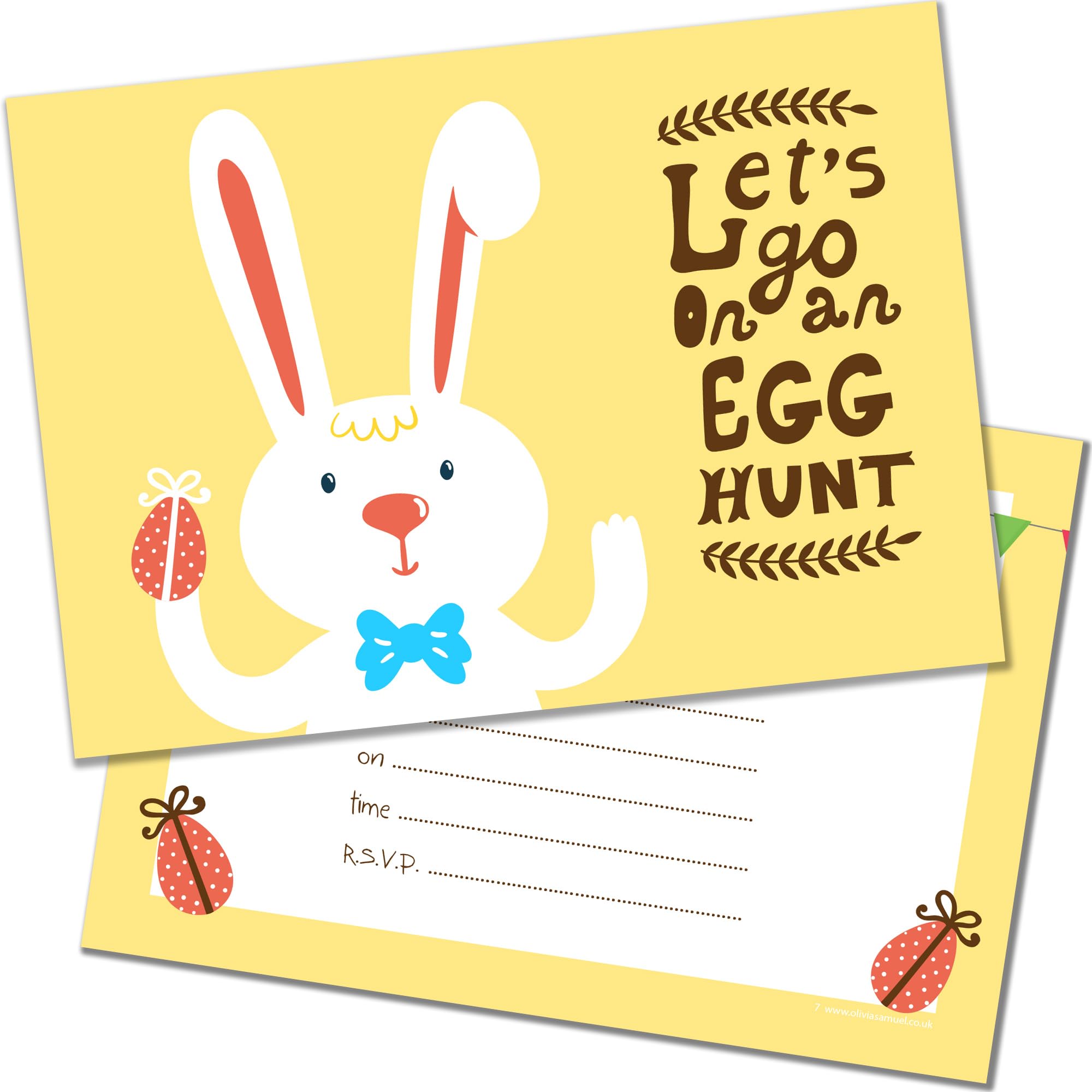 Olivia Samuel 20 x Easter Egg Hunt Postcard Invitations from Easter Bunny Party Invites - Ready to Write with Envelopes