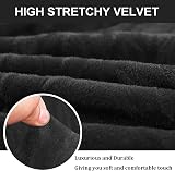 Teynewer Thick Velvet Sofa Cover 3 Seater Black High Stretch Non-Slip view 3