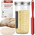 Tyniaide Sourdough Starter Jar Kit, 650ml Sourdough Starter Jar With Thermometer, Silicone Scraper, Cloth Cover And Aluminum 