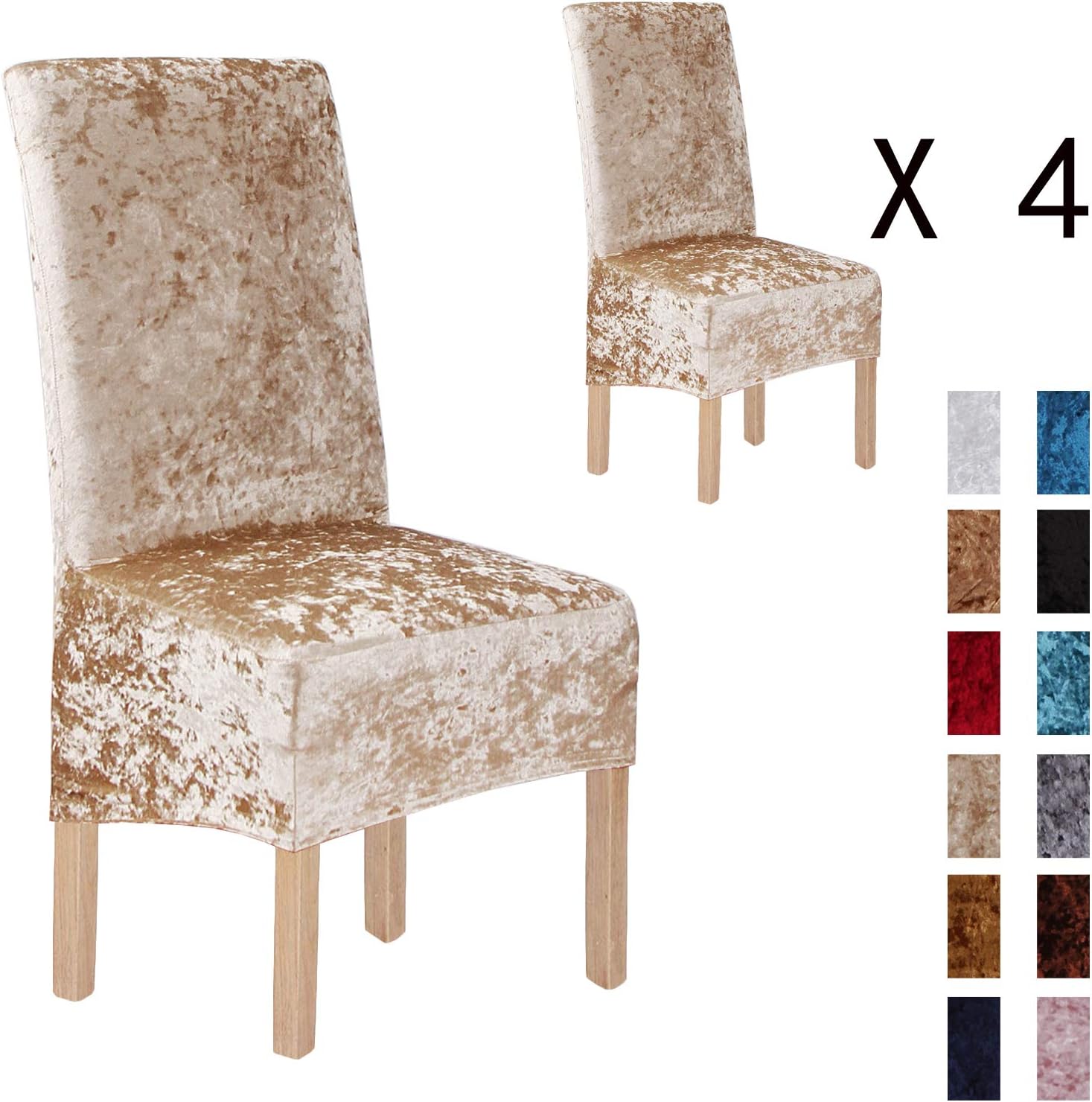 Crushed Velvet XL Chair Covers for Dining Chairs 2/4/6 Pcs Chair