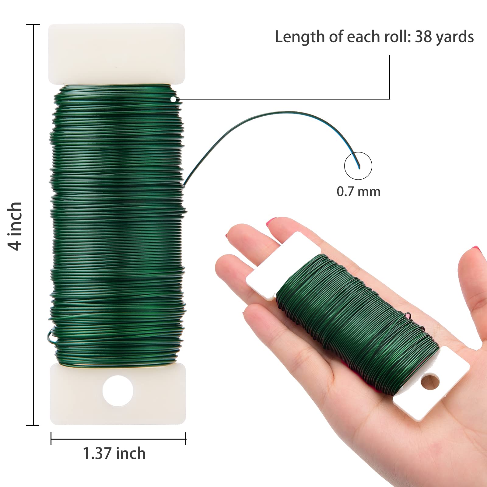 Hapeper 22 Gauge Floral Flexible Paddle Wire for Christmas Wreath Tree, Flower Arrangements, 3 Pack 114 Yards (Green)