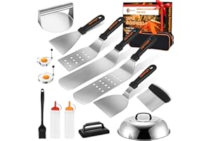 JAROCYE 15Pcs Griddle Accessories Kits for Blackstone and Camp Chef, Flat Top Grill Accessories Sets, Professional Grill BBQ Spatula with Enlarged Spatulas, Basting Cover and Burger Press, for Outdoor