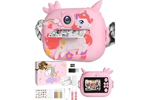 OZMI Kids Camera Instant Print, 1080P 48MP Instant Print Camera for Girls Boys Toddler with Print Paper & 32G Card, Christmas Birthday Gift Toys for Age 3 4 5 6 7 8 9 10 11 12 Years Old Girls Boys