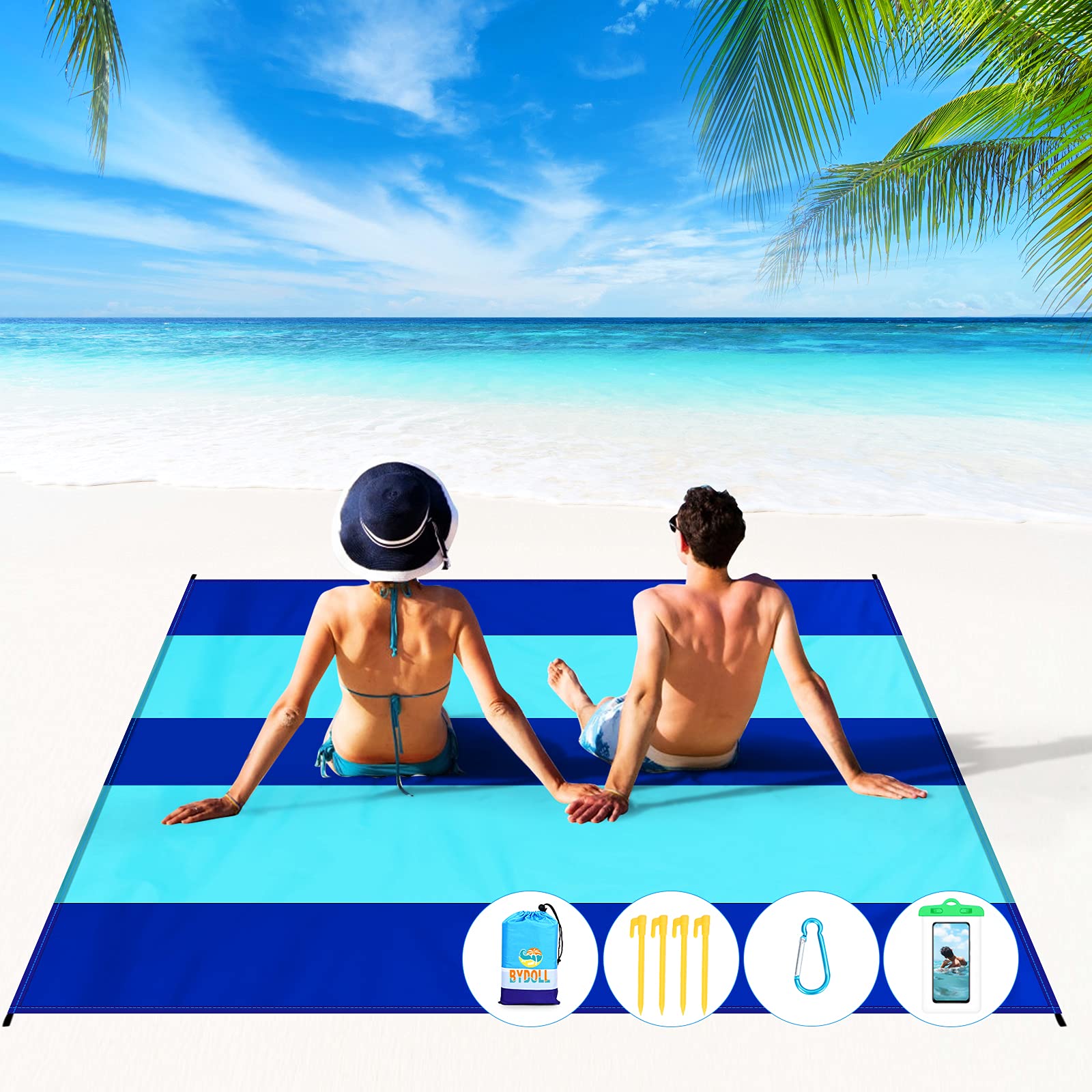 Photo 1 of BYDOLL Beach Blanket 10'X9' Waterproof Sandproof Suits1-8 Adults Oversized Lightweight Large Blanket Picnic Mat for Beach Sand Free Travel Camping Hiking Picnic