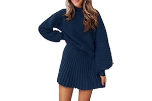 COCCKO Womens 2 Piece Skirt Sets Fall Fashion 2025 Mock Neck Ribbed Knit Sweaters And Mini Skirt Two Piece Outfits