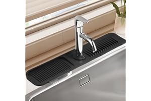 Silicone Faucet Mat Gen 2 - Kitchen Sink Splash Guard With Outlet & Slope Upgraded - Faucet Draining Mat for Kitchen, Bathroo