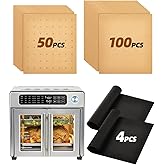 154PCs Paper Liners Compatible with Emeril Lagasse 26QT Extra Large Air Fryer Toaster Oven Accessories,100PCs Unbleached Parc