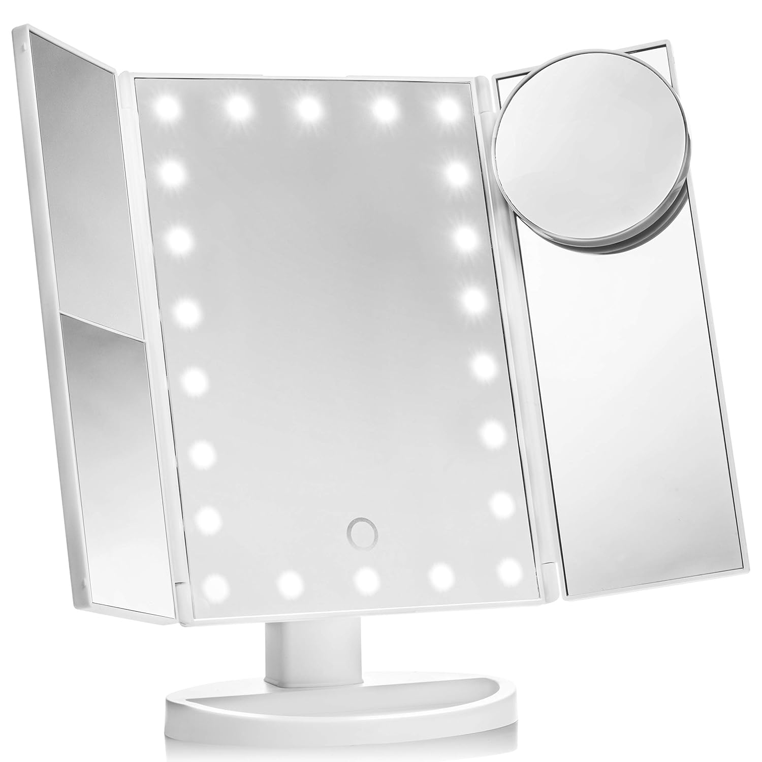 Mirror with Lights by Gradient Beauty - Folding Vanity Makeup Mirror with 22 LED Lights and Touch Sensitive Switch - 1X 2X 3X and 10X Magnification - Portable Magnifying Cosmetic Mirror Kit for Women