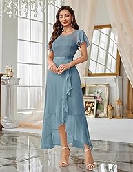 BeryLove Prom Dresses for Women Wedding Guest Ruffe