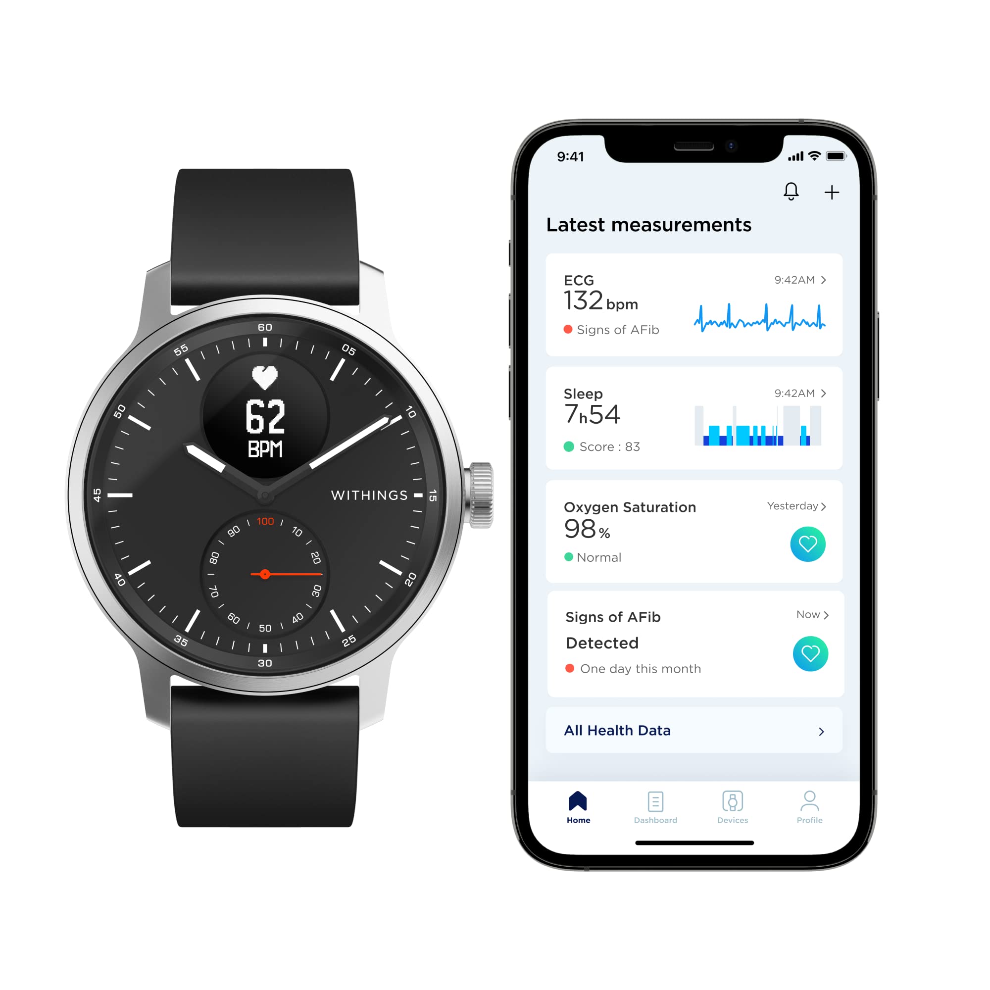 Withings Withings ScanWatch Hybrid Smartwatch with ECG, Heart Rate Monitor and Oximeter