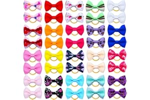 JUCCPUL Dog Hair Bows Cute Puppy Dog Bowknot Hair Ties Bulk with Rubber Bands Hair Accessories Bow Pet Grooming Products 40PCS