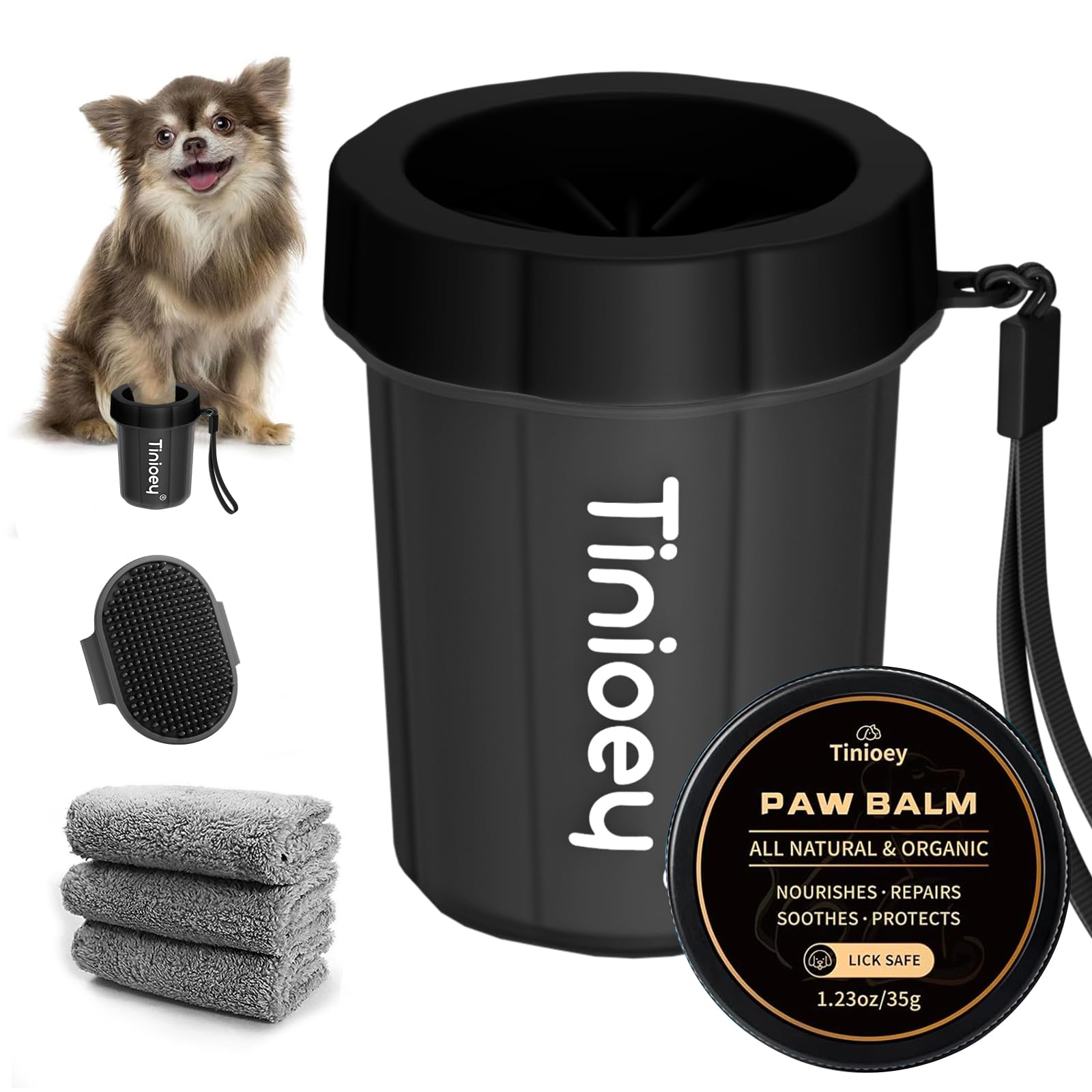 Photo 1 of Tinioey Dog Paw Cleaner for Small Dogs (with 3 Absorbent Towels), Dog Paw Washer, Muddy Paw Cleaner, Pet Foot Cleaner