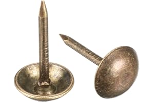 uxcell Upholstery Nails Tacks 7mm Dia 10mm Height Antique Round Thumb Push Pins Bronze Tone for Furniture Sofa Headboards, 15