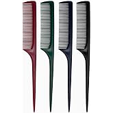 4 Pcs Rat Tail Comb Set for Women -Fine Tooth Styling comb with Pick, Anti-Static Heat Resistant Teasing Comb,Professional Hair Parting Tools for Smooth Detangling, Updos &amp; Salon-Perfect Hairstyles.