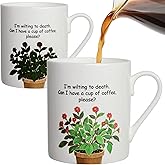 Lovift Plant Coffee Mug Birthday Gift for Women, Novelty Heat Color Changing Ceramic Tea Cup for Women, Funny Gardening Valentine Christmas Gifts for Best Friend, Dad, Mom, Besties, Teacher. 12 oz.