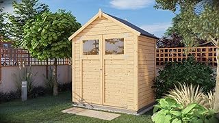 Alpholz Gerätehaus Alisha aus Fichten-Holz | Gartenhaus mit 14mm Wandstärke | Holzhaus inklusive Montagematerial | Geräteschuppen Größe: 202 x 131 cm | Satteldach