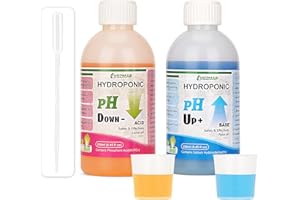 UIUZMAR pH Up and pH Down Hydroponics pH Control Kit pH Adjuster Liquid 2 Pack 250mL