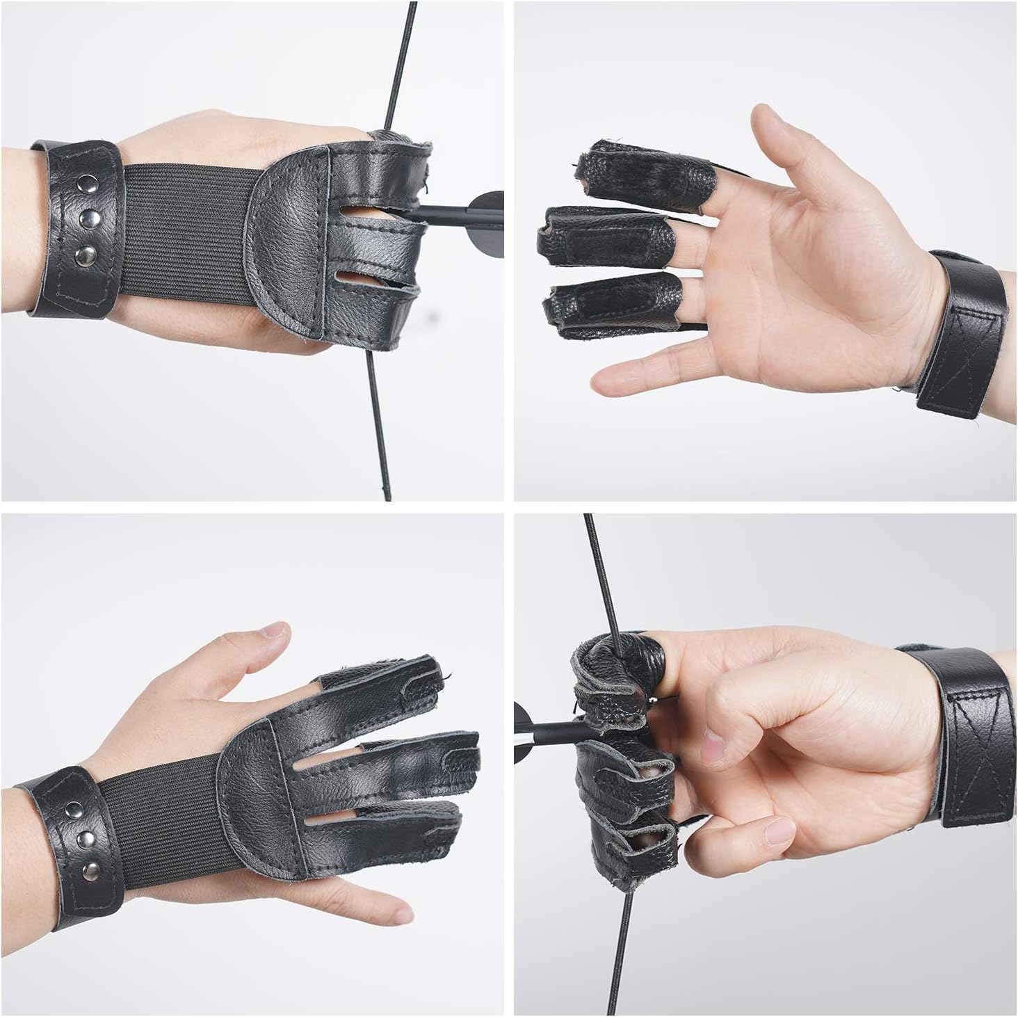 Archery Protective Glove Archery Three Finger Gloves Leather Three Finger Protector for Youth Adult and Beginner Black : Sports & Outdoors