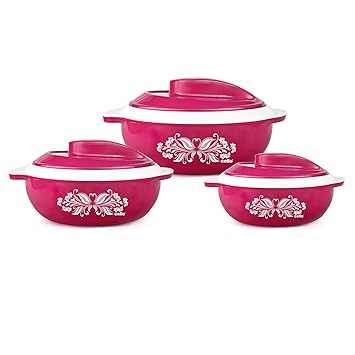 Cello Hot Serve Plastic Casserole Set, 3-Pieces, Pink
