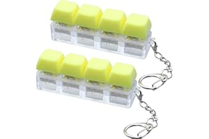 XIAWALANGZHUO 2 Pcs Keyboard Fidget Toy, Keyboard Fidget Keychain 4-in-1 Keyboard Decompression Button Finger Clicker Toys, Button Stress Relief Fidget Gifts for Adult to Relief Stress (Yellow)