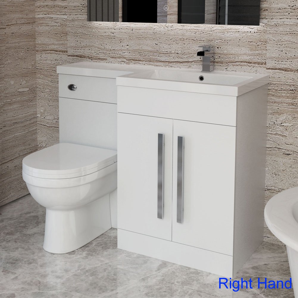 ELEGANT 1100mm Right hand High Gloss Vanity Unit & Back to Wall Toilet